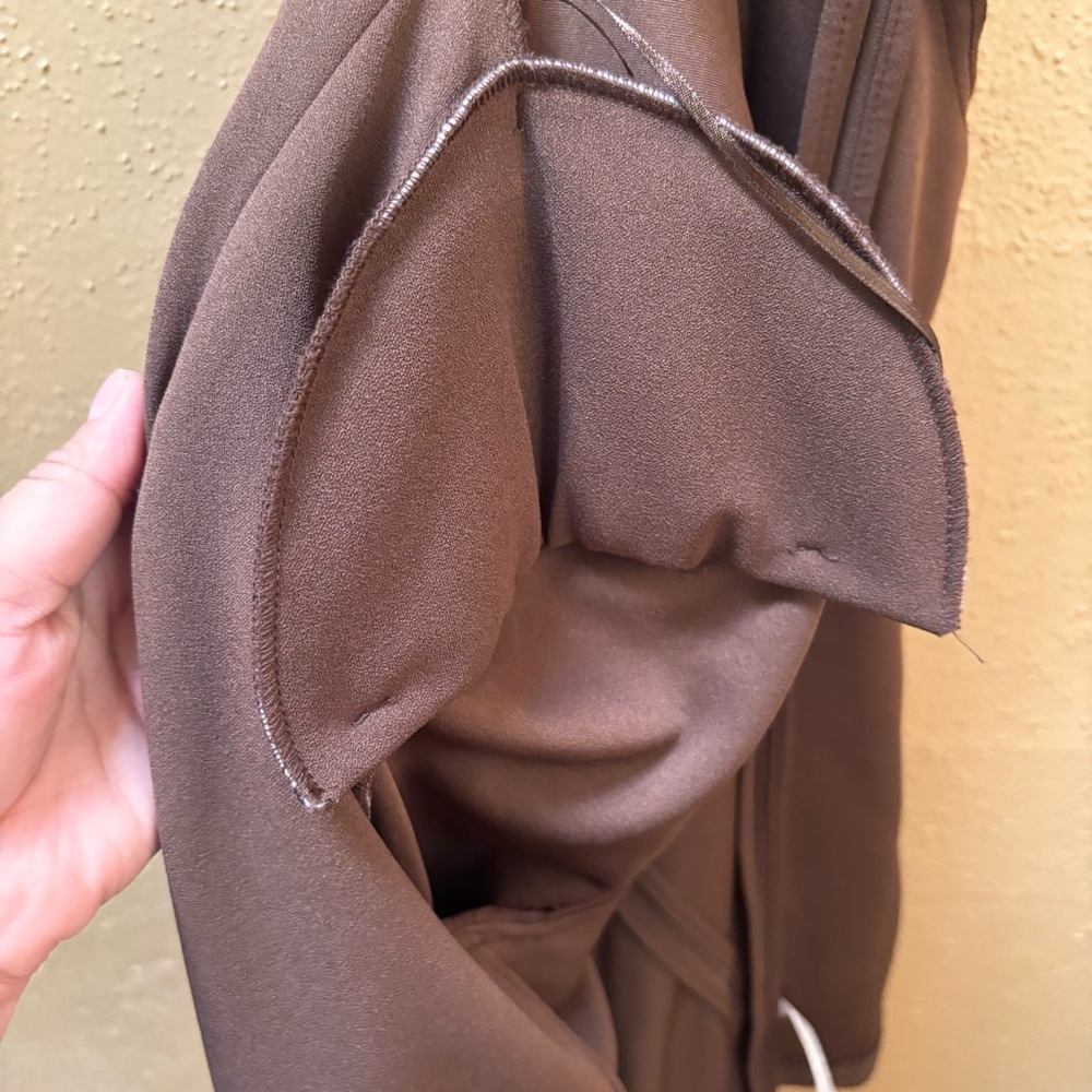 Tahari Womens Brown Ruched 3/4 Sleeve Open Front Blazer Jacket Size XL - Picture 6 of 6